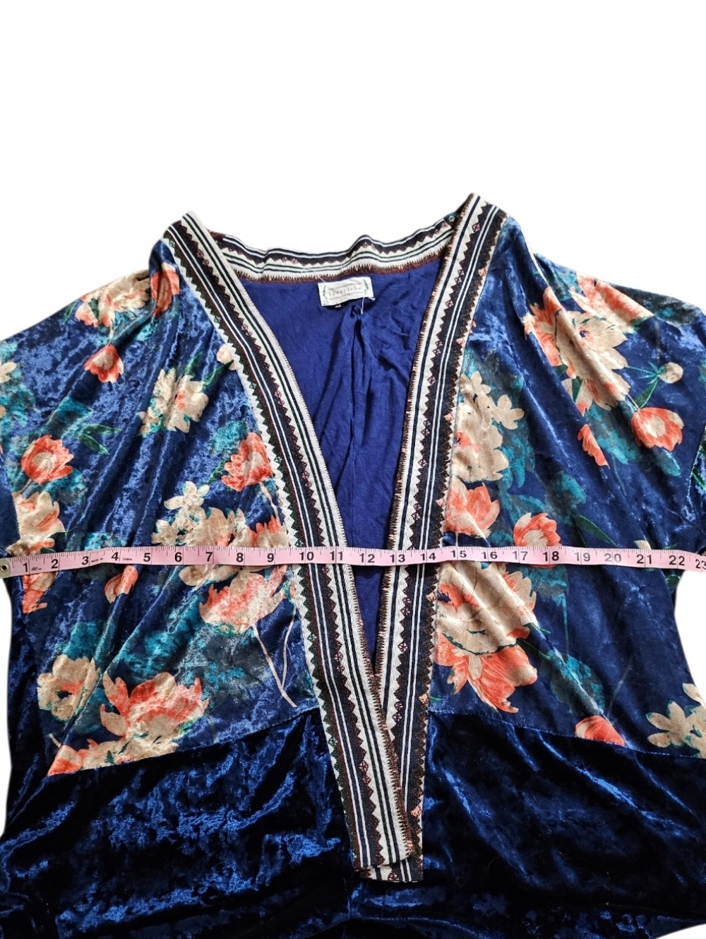 Loveriche LG Calliope Boho Festival Velour Floral Kimono Jacket Drop Shoulder - Picture 10 of 14